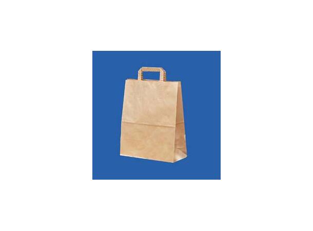 Papir bæreposer brune med flate håndtak 260x155x340 mm | 16 liter | 90 gr. brun 